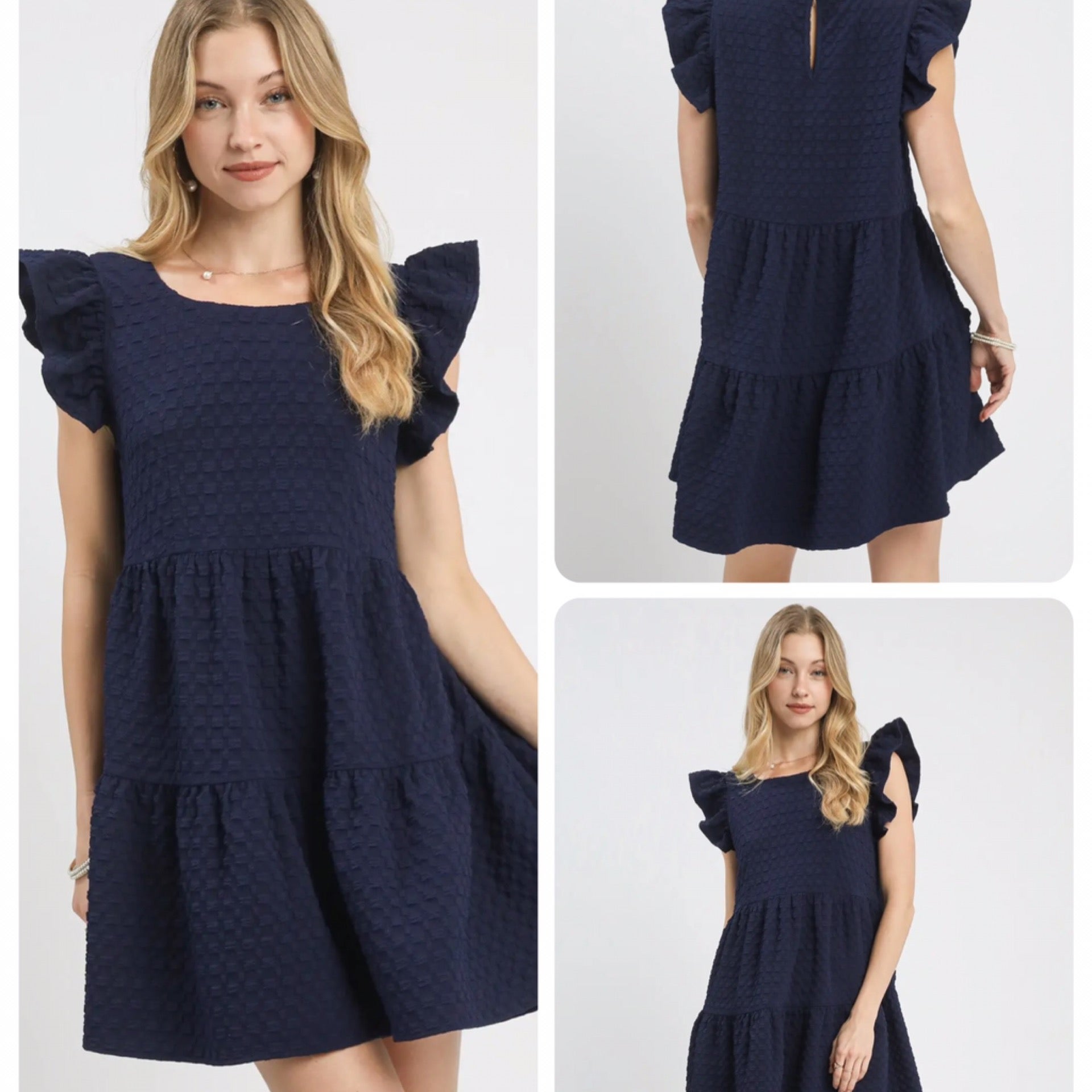 Umgee Navy Ruffled Flowy Dress | My Site
